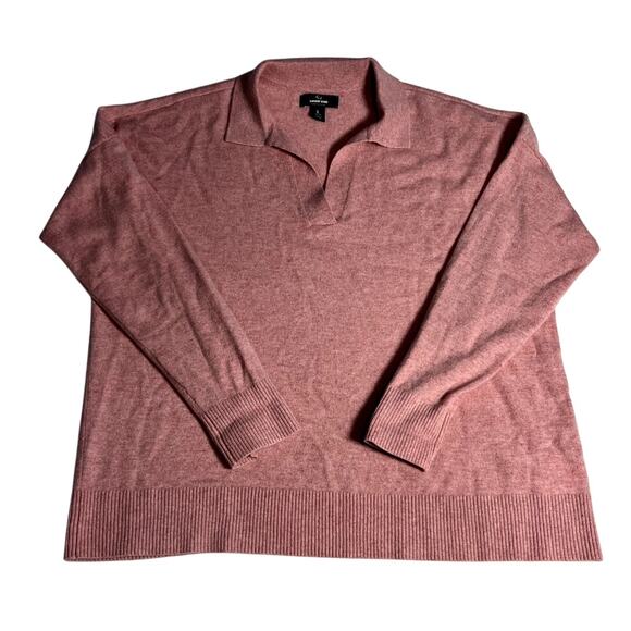 Lands End Womens 100% Cashmere Johnny Collar Sweater Pink Long Sleeve Size Large - Picture 1 of 10